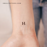 H Uppercase Serif Letter Temporary Tattoo (Set of 3)