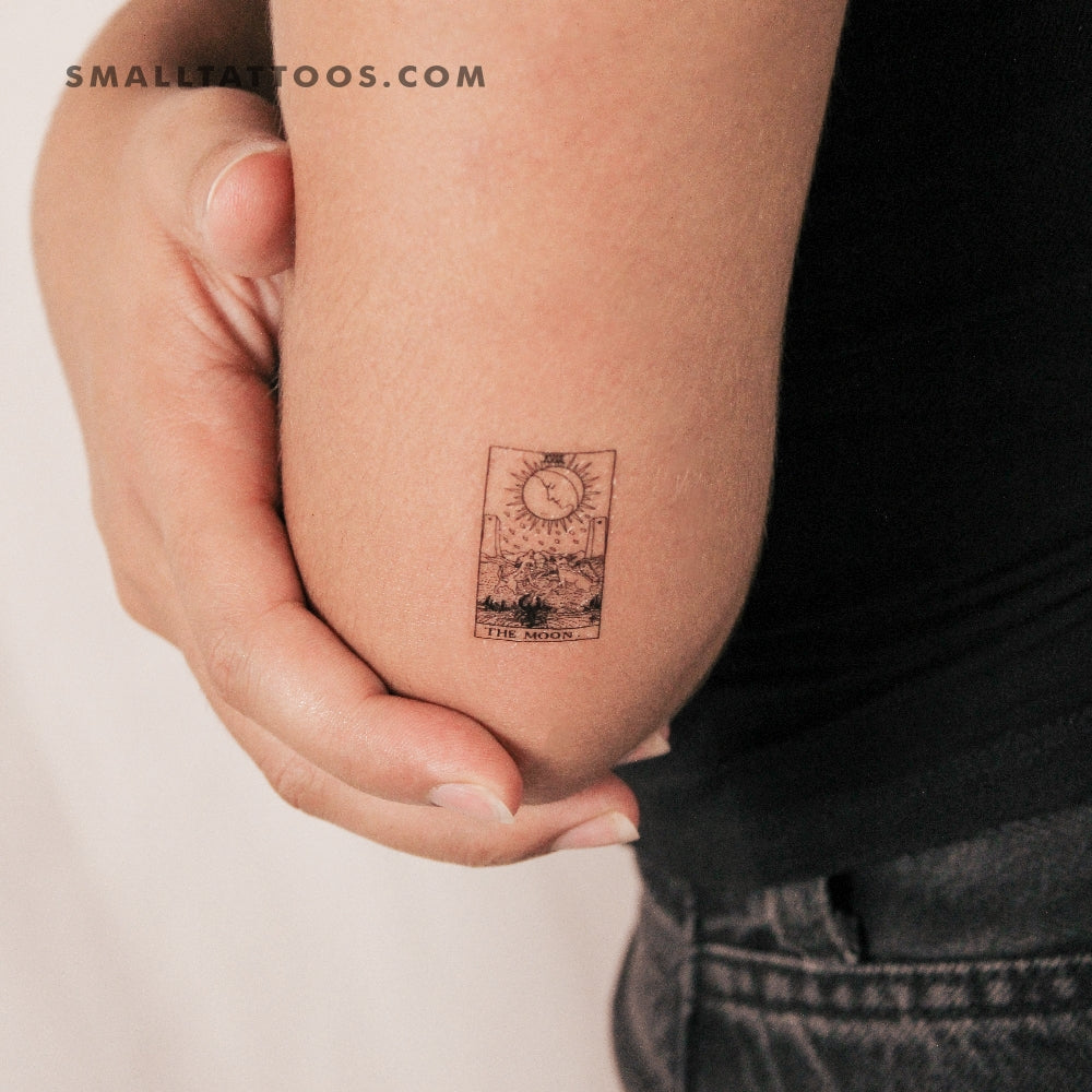Tatuaje temporal pequeño de la carta del Tarot La Luna (juego de 3)