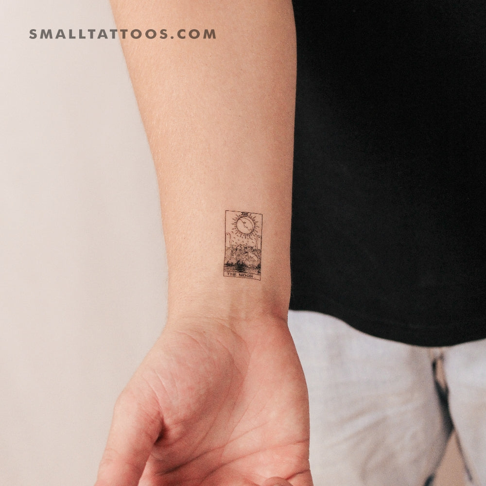 Tatuaje temporal pequeño de la carta del Tarot La Luna (juego de 3)