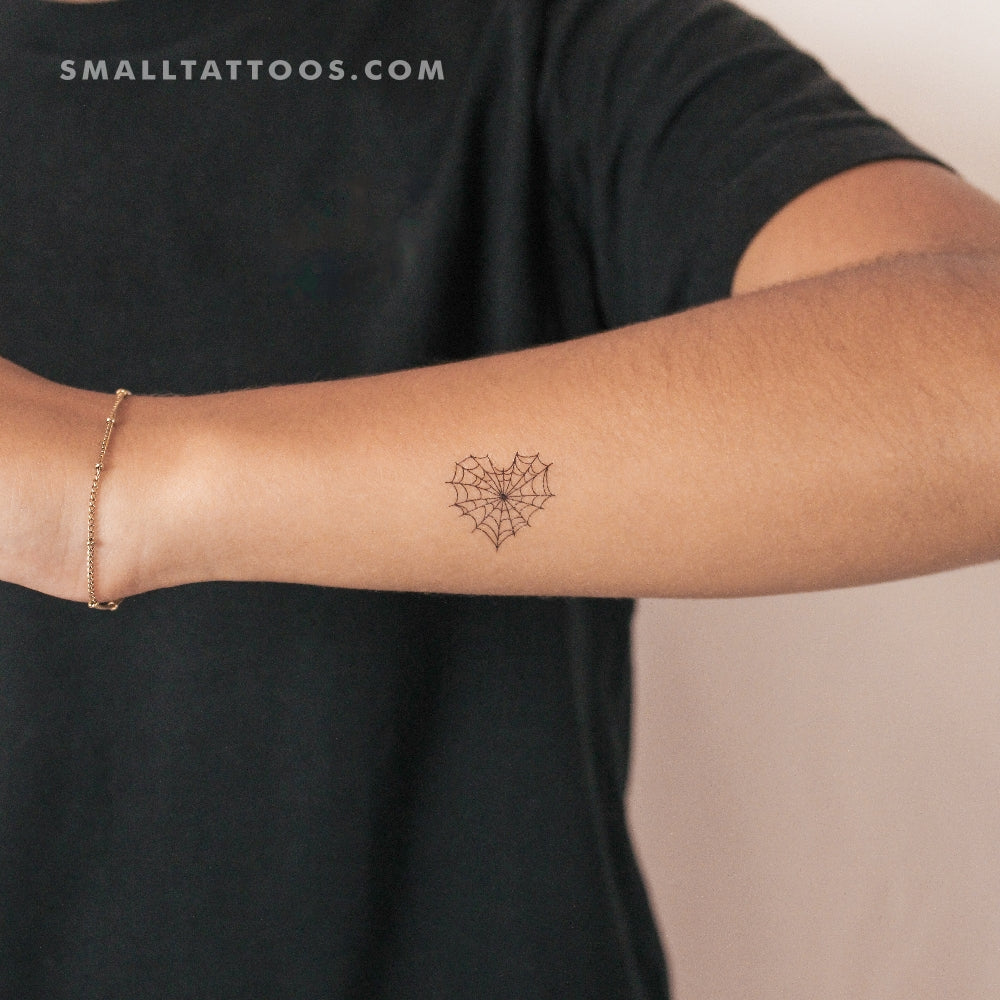 Heart Shaped Spiderweb Temporary Tattoo (Set of 3)