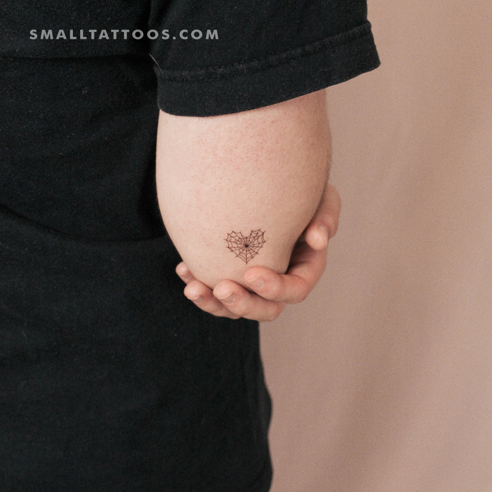 Heart Shaped Spiderweb Temporary Tattoo (Set of 3)