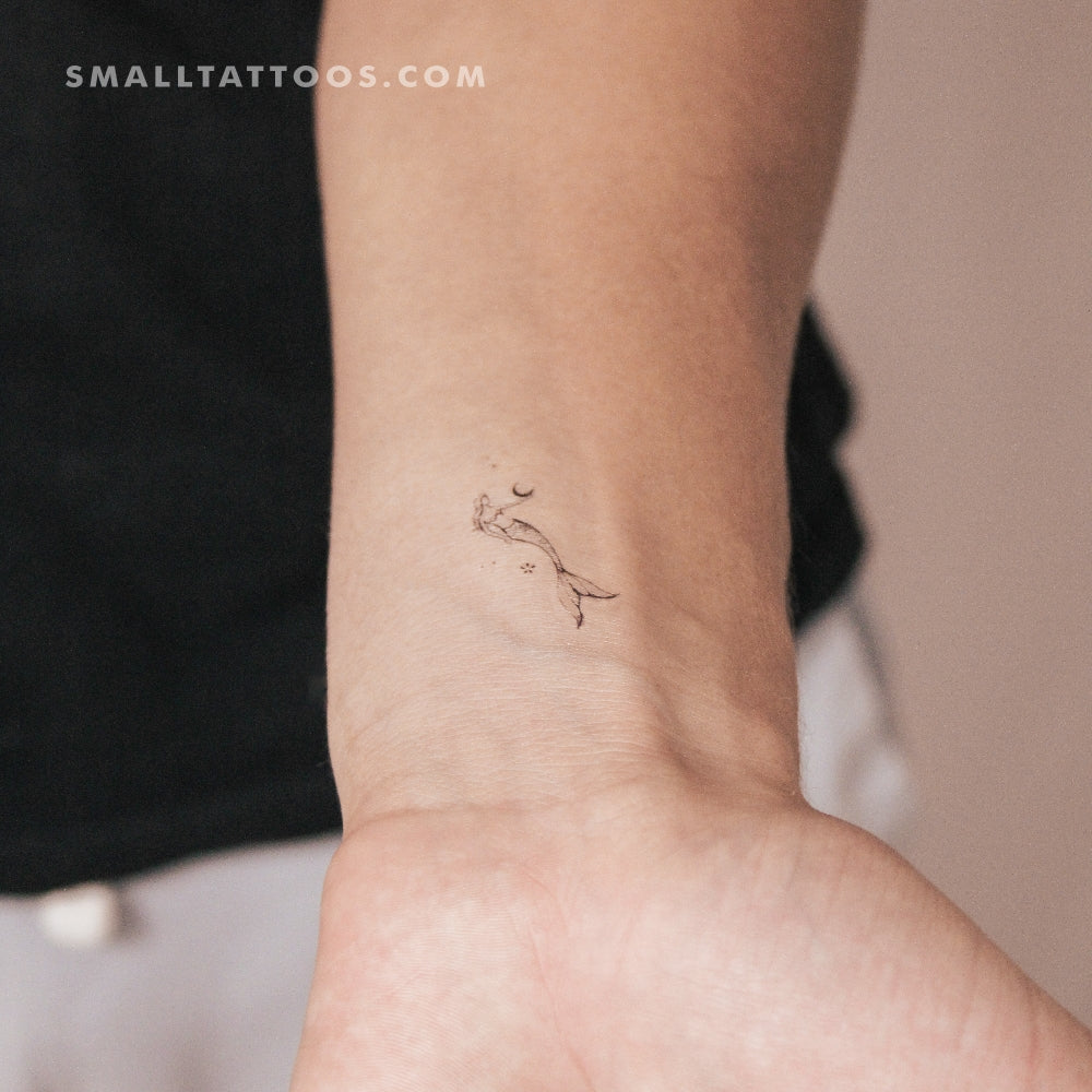 Moon Holding Mermaid Temporary Tattoo By Stefano Mazza (Set of 3)
