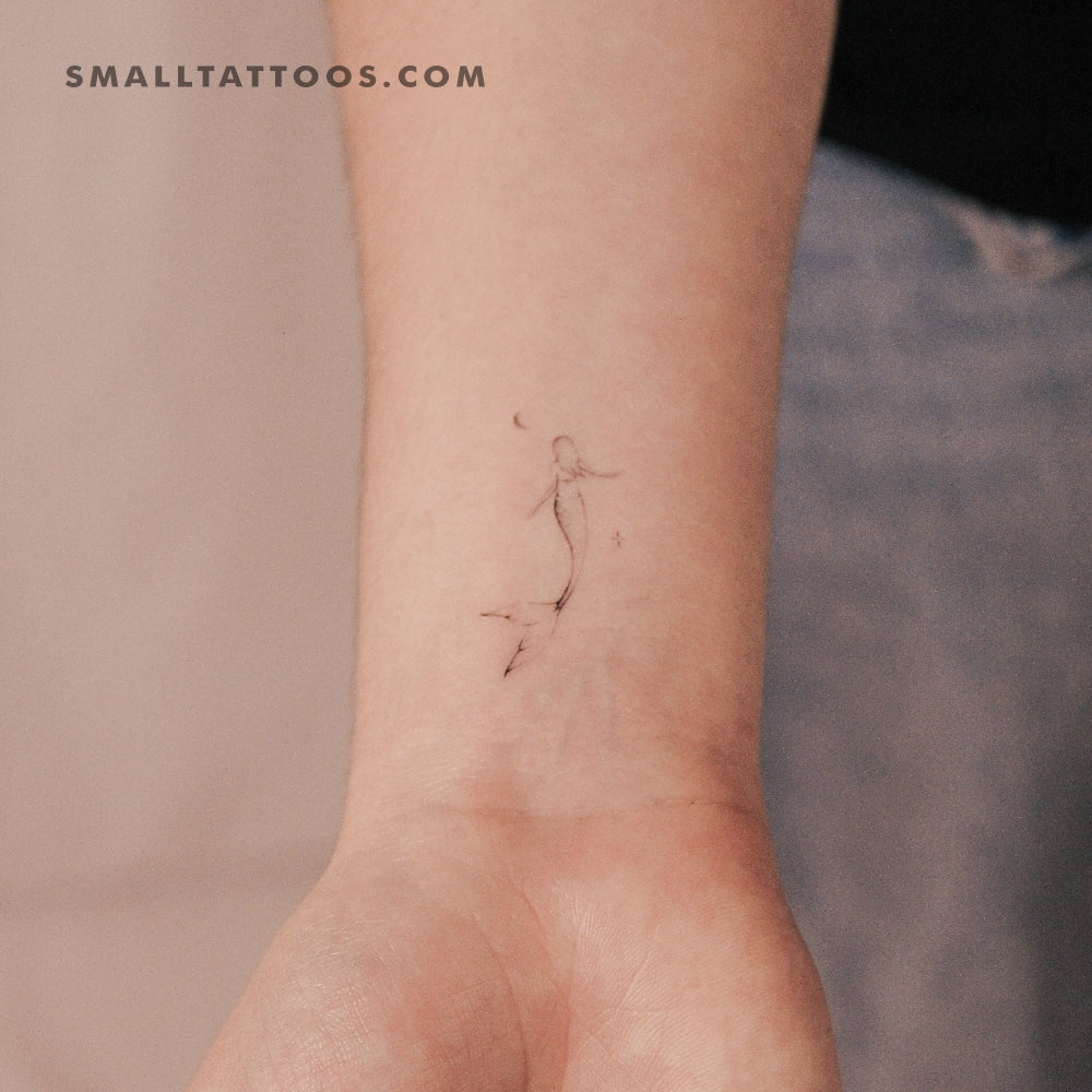 Crescent Mermaid By Stefano Mazza Temporary Tattoo (Set of 3)