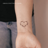 Fine Line Barbed Wire Heart Temporary Tattoo (Set of 3)