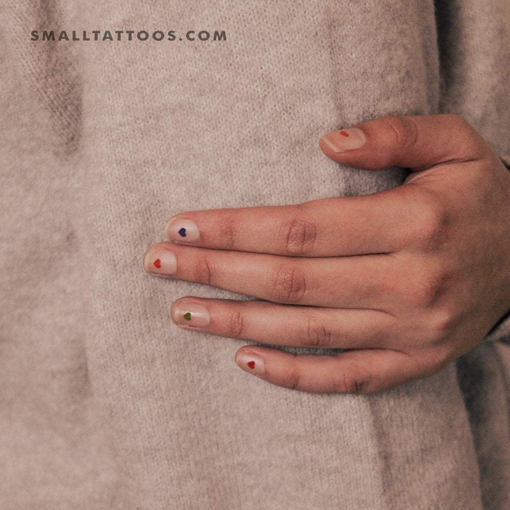 Colored Hearts Nail Decals