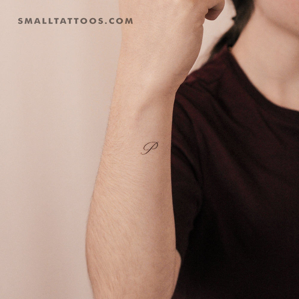 Letter P Script Temporary Tattoo (Set of 3)