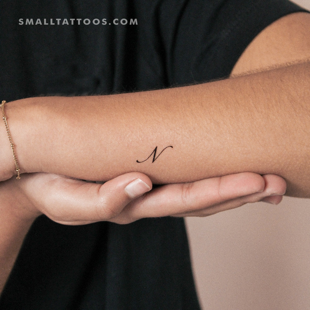 Letter N Script Temporary Tattoo (Set of 3)