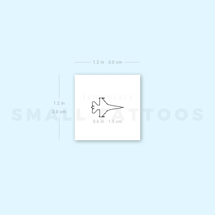 Jet Fighter Outline Temporary Tattoo (Set of 3)