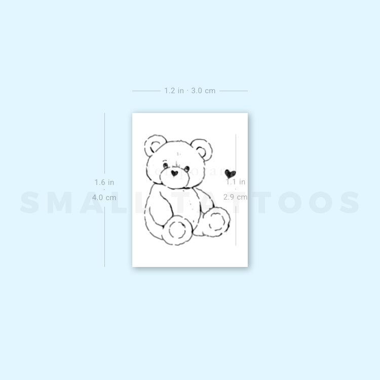 Lovely Teddy Bear By Stefano Mazza Temporary Tattoo (Set of 3)