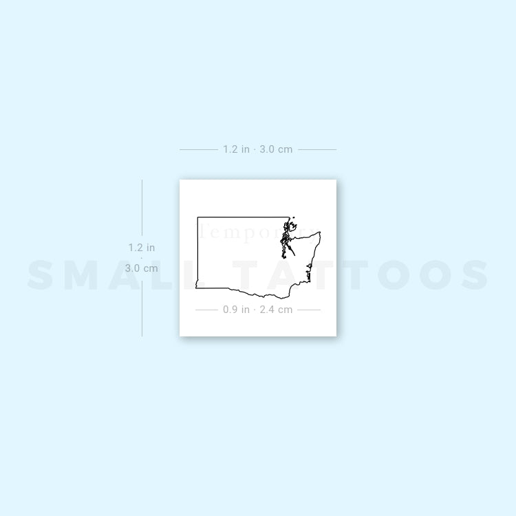 Tatuaje temporal del mapa de Washington (juego de 3)
