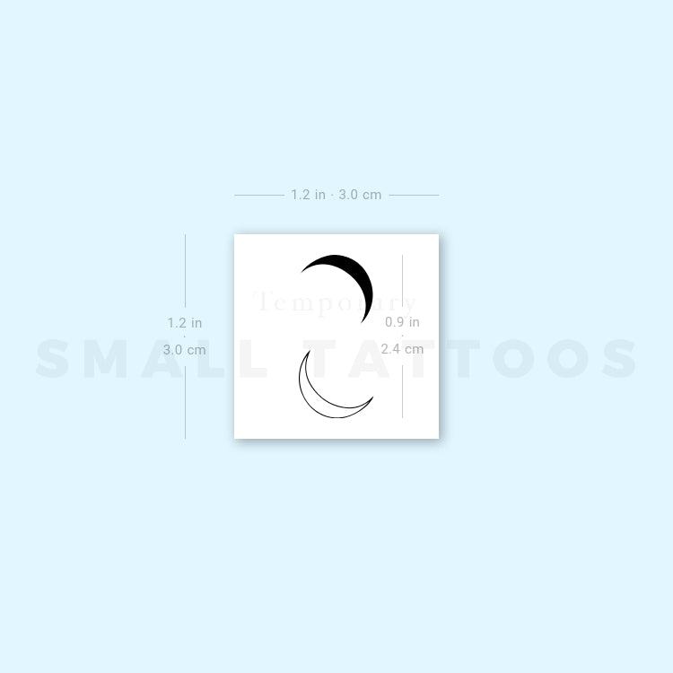 Small Moon Couple Temporary Tattoo (Set of 3)