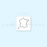 France Map Outline Temporary Tattoo (Set of 3)