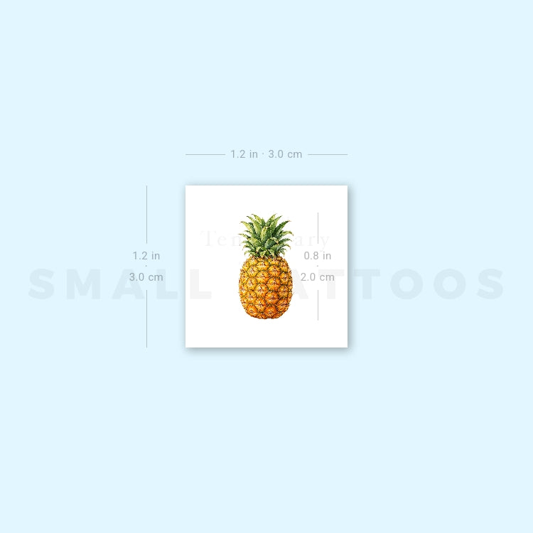 Watercolor Pineapple Temporary Tattoo (Set of 3)