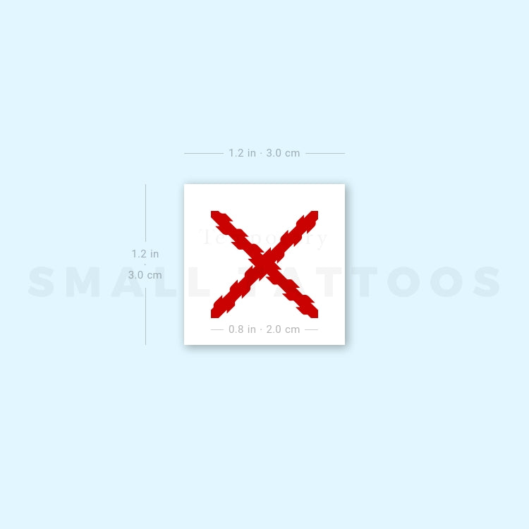 Small Cross Of Burgundy Temporary Tattoo (Set of 3)