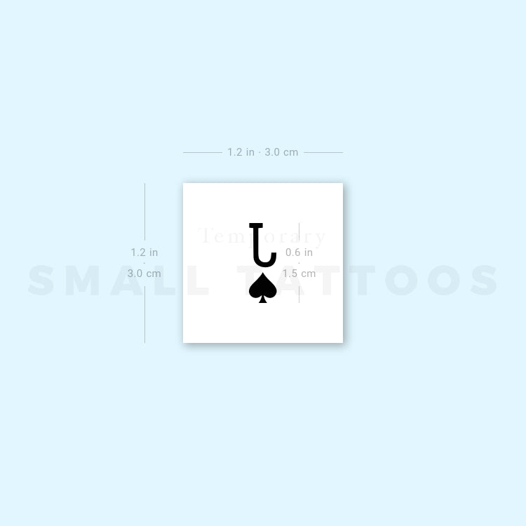 Small Jack Of Spades Temporary Tattoo (Set of 3)