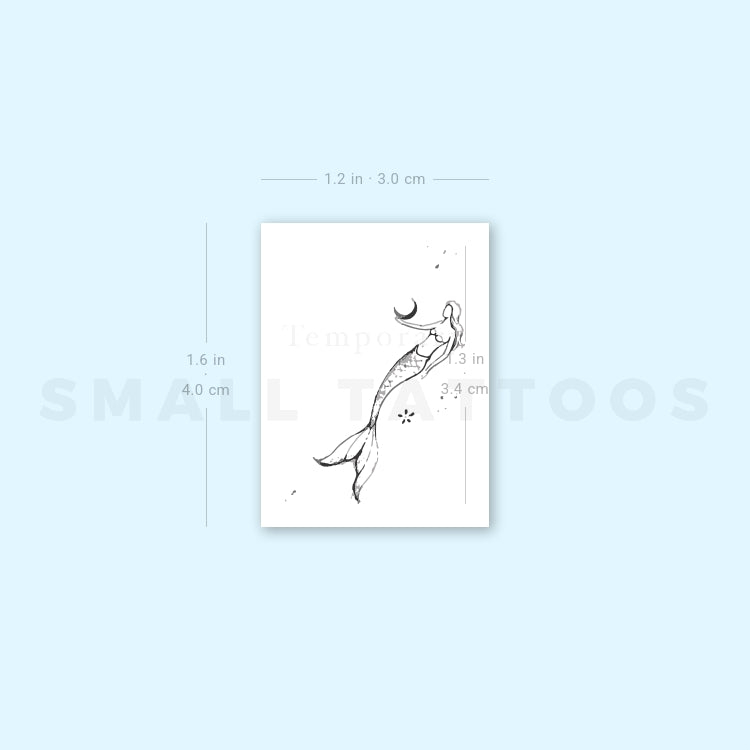 Moon Holding Mermaid Temporary Tattoo By Stefano Mazza (Set of 3)