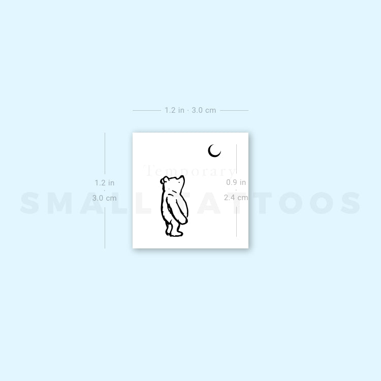 Tatuaje temporal de Winnie the Pooh y la luna (juego de 3)