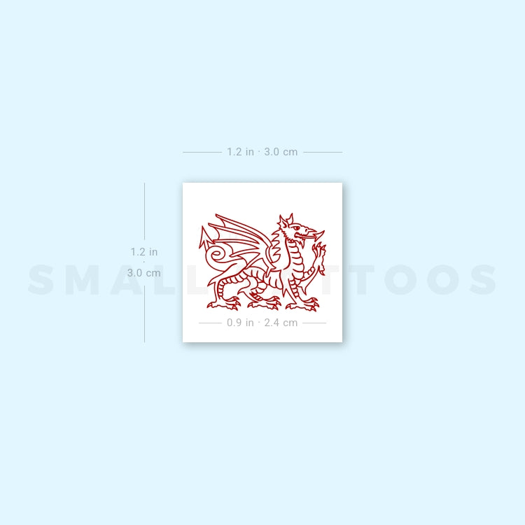 Red Welsh Dragon Temporary Tattoo (Set of 3)