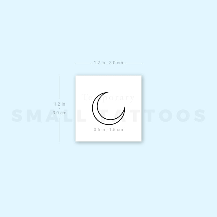 Moon Crescent Outline Temporary Tattoo (Set of 3)