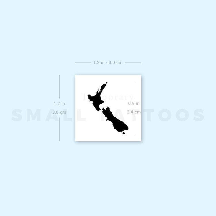 Tatuaje temporal del mapa de Nueva Zelanda (juego de 3)