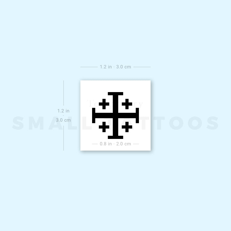 Small Jerusalem Cross Temporary Tattoo (Set of 3)
