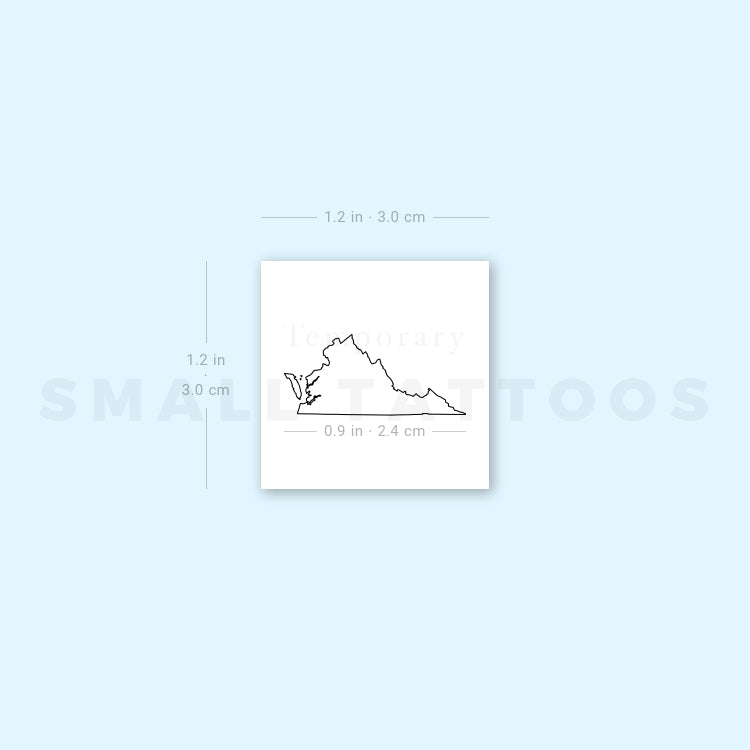 Virginia Map Outline Temporary Tattoo (Set of 3)