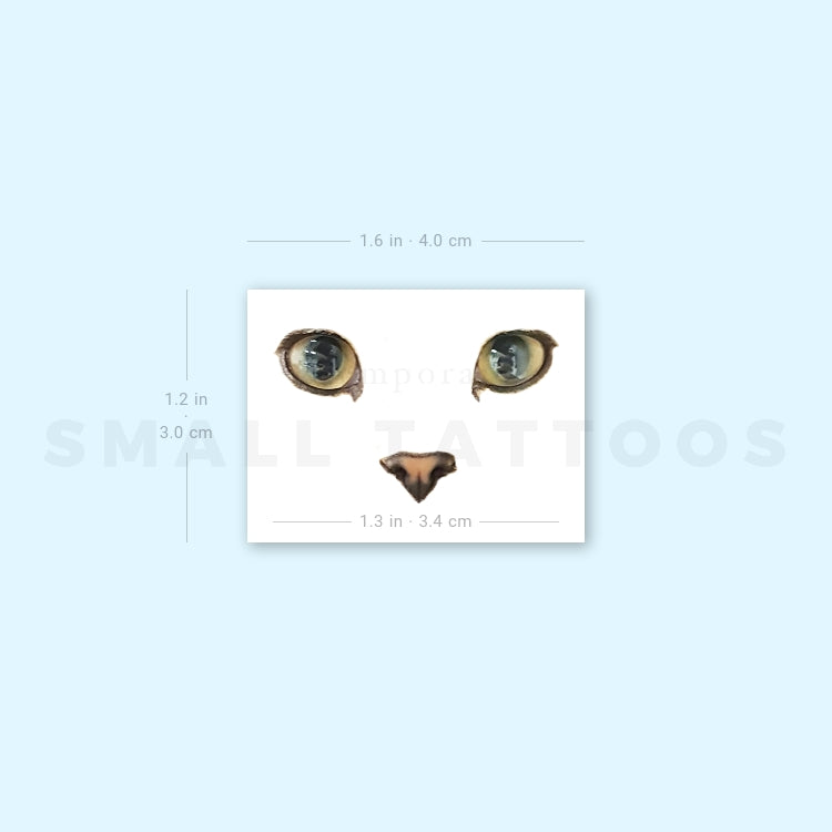 Minimalist Cat Face Temporary Tattoo (Set of 3)