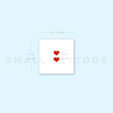 Two Red Hearts Temporary Tattoo (Set of 3)
