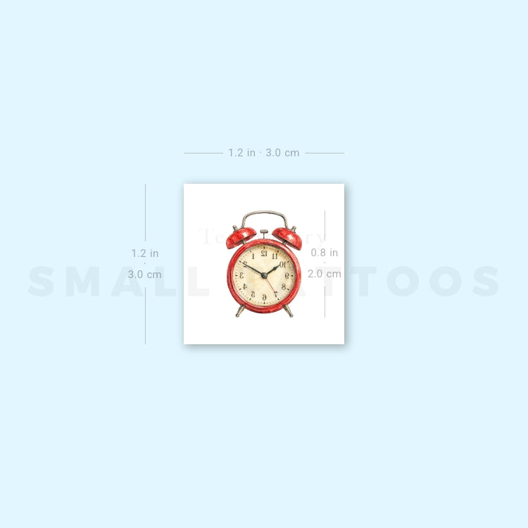 Red Alarm Clock Temporary Tattoo (Set of 3)