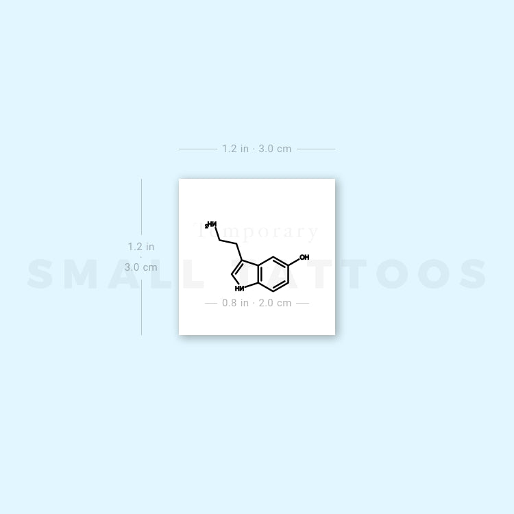 Small Serotonin Chemical Structure Temporary Tattoo (Set of 3)