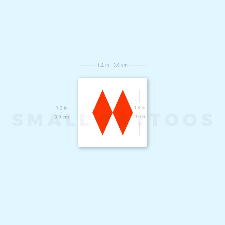 Tatuaje temporal de dos rombos rojos (juego de 3)