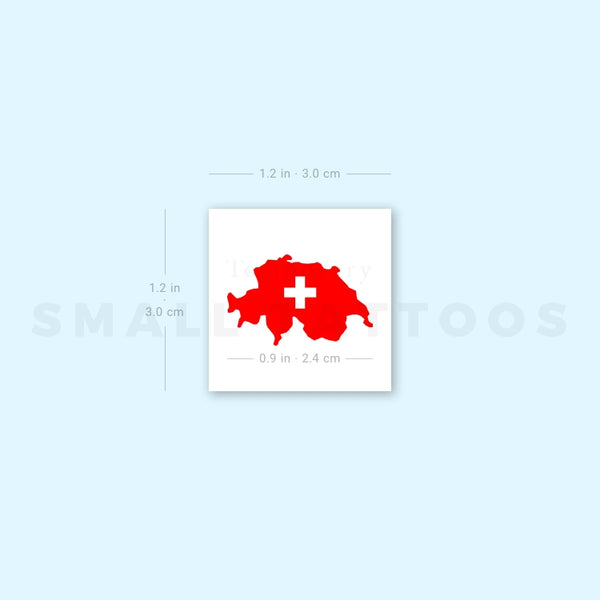 Switzerland Flag Map Temporary Tattoo (Set of 3)