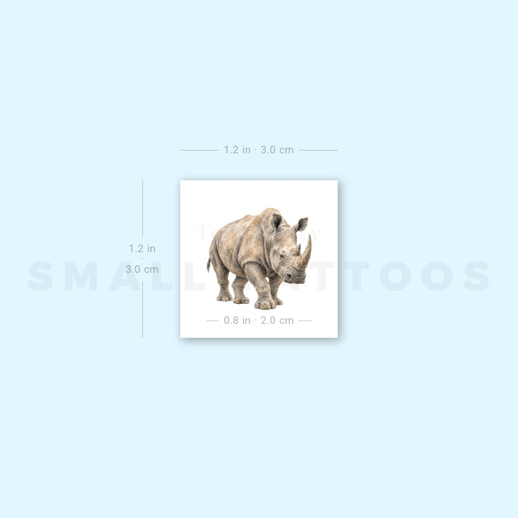Watercolor Rhino Temporary Tattoo (Set of 3)