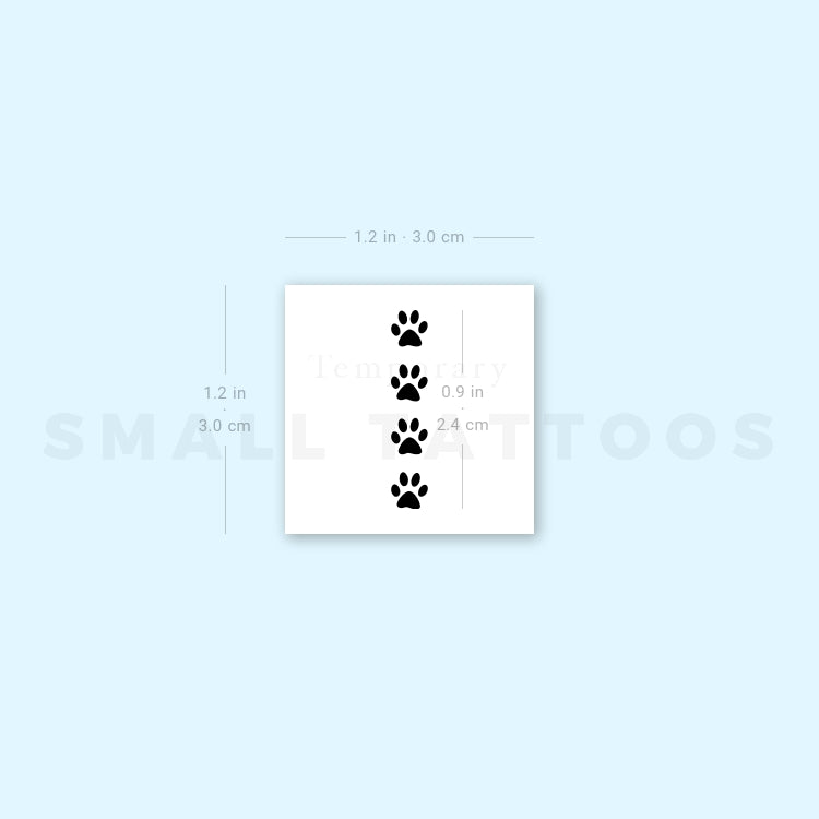 Four Paw Prints Inline Temporary Tattoo (Set of 3)