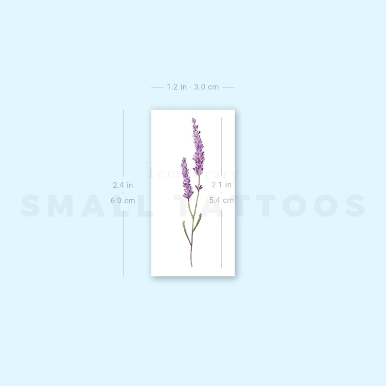 Tatuaje temporal de lavanda en acuarela (juego de 3)