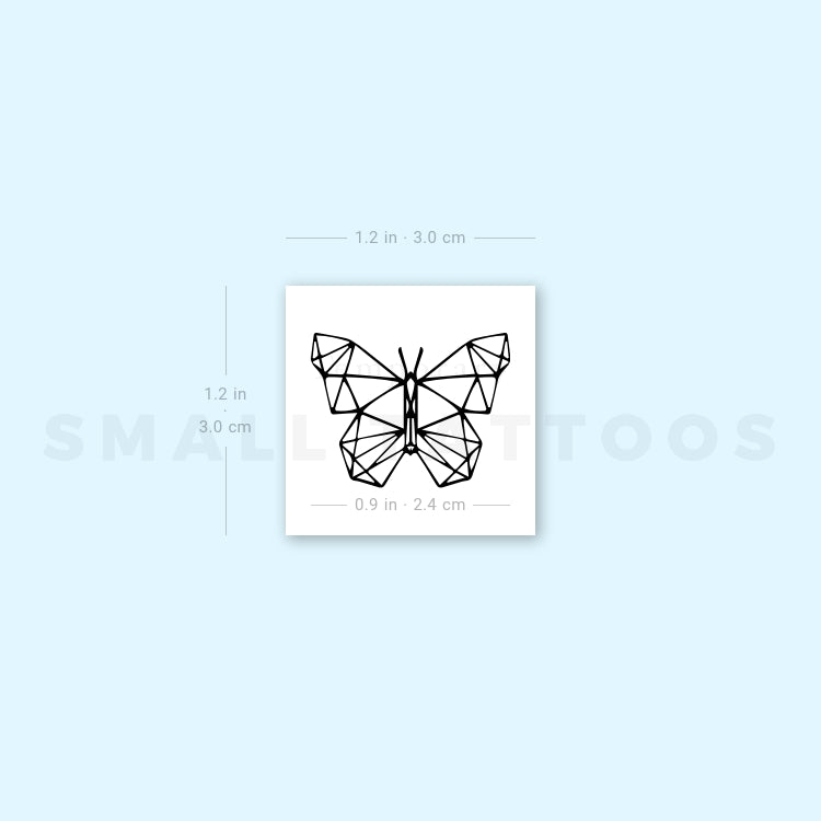 Tatuaje temporal de mariposa de baja poligonización (juego de 3)