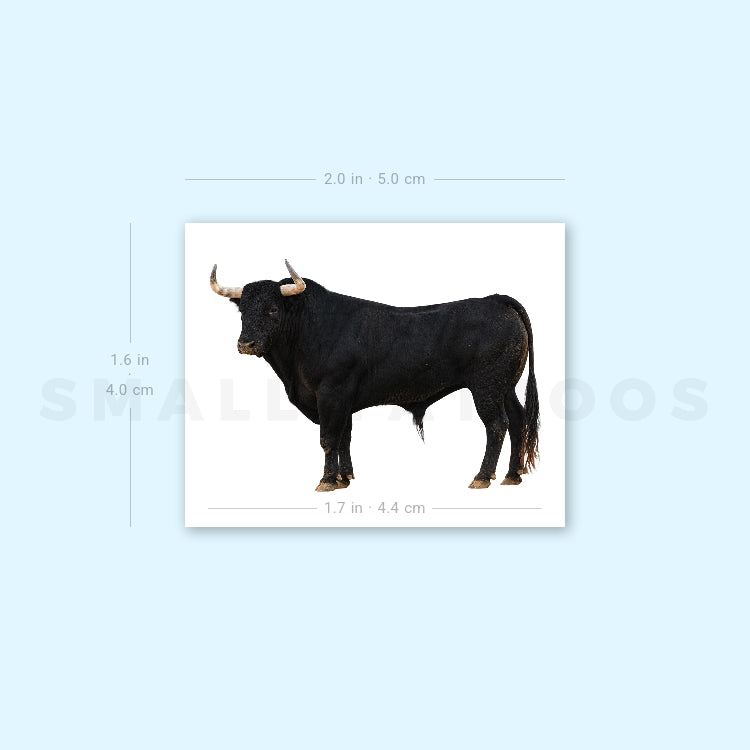 Black Spanish Fighting Bull Temporary Tattoo (Set of 3)