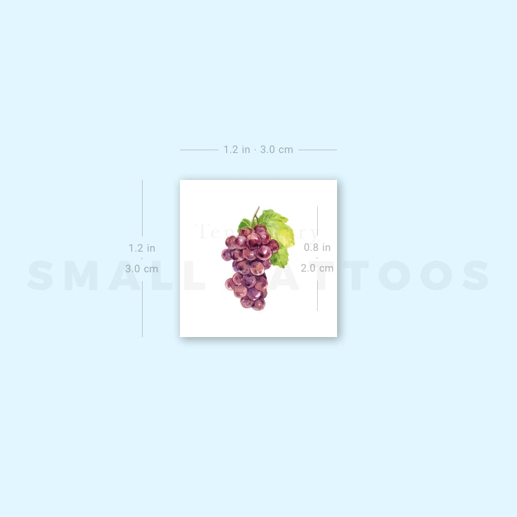Watercolor Grapes Temporary Tattoo (Set of 3)