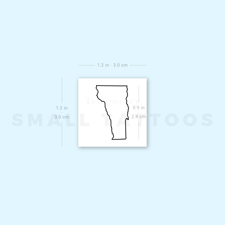 Vermont Map Outline Temporary Tattoo (Set of 3)