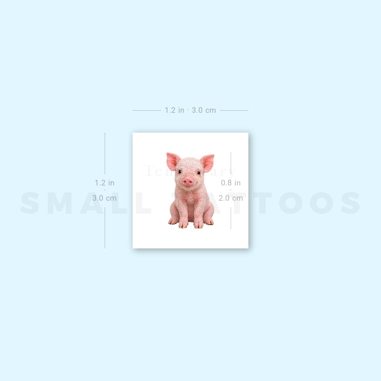 Seated Piglet Temporary Tattoo (Set of 3)
