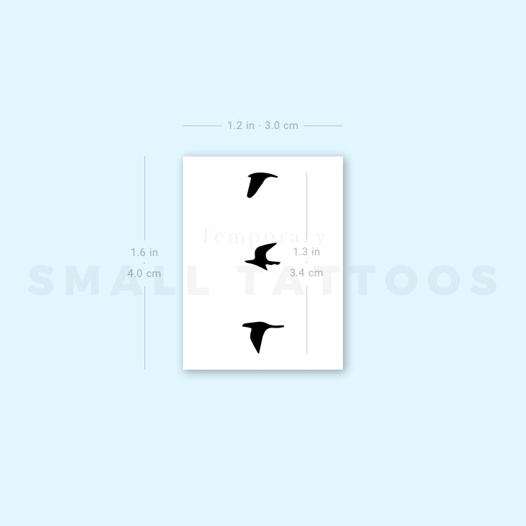 3 Small Flying Birds Temporary Tattoo (Set of 3)