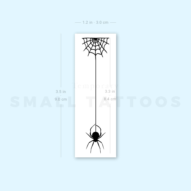 Spiderweb Hanging Spider Temporary Tattoo (Set of 3)