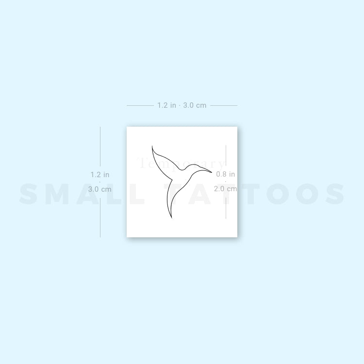 Tatuaje temporal minimalista de colibrí de línea fina (juego de 3)