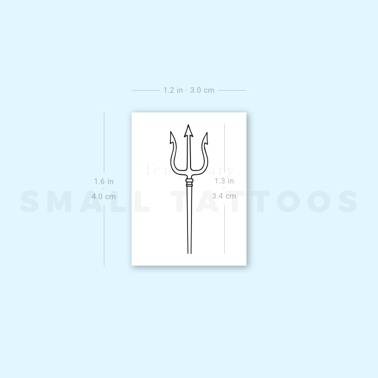 Fine Line Trident Of Poseidon Temporary Tattoo (Set of 3)