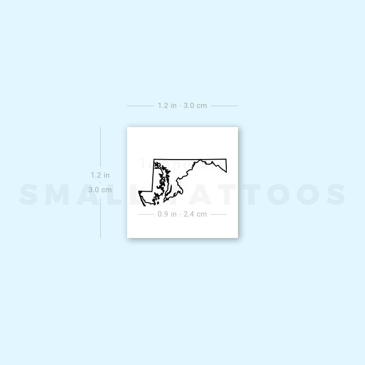 Maryland Map Outline Temporary Tattoo (Set of 3)