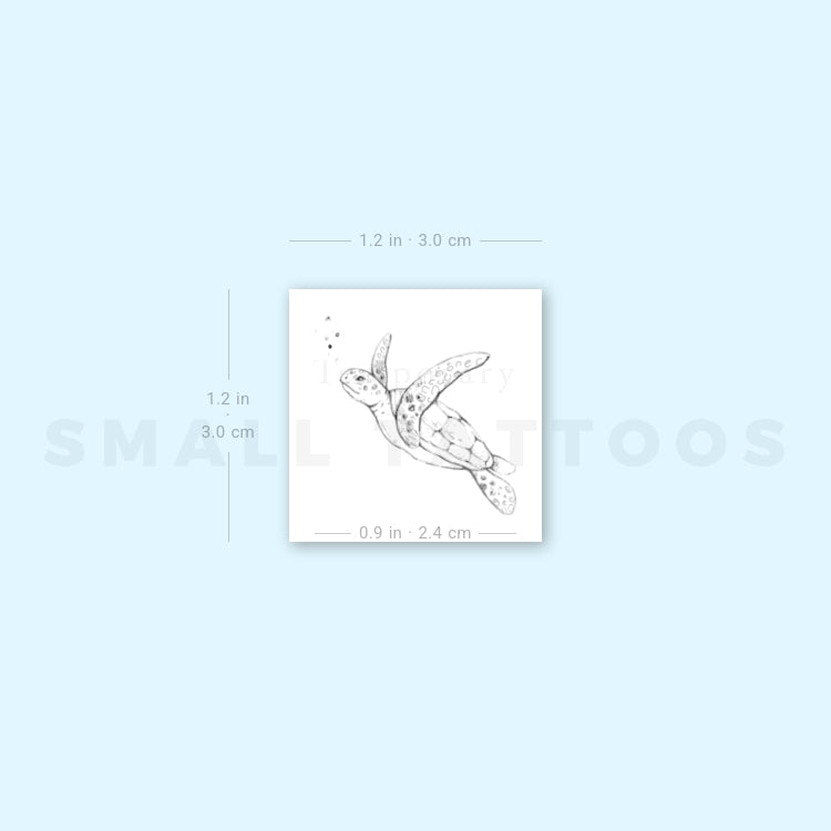 Turtle By Stefano Mazza Temporary Tattoo (Set of 3)