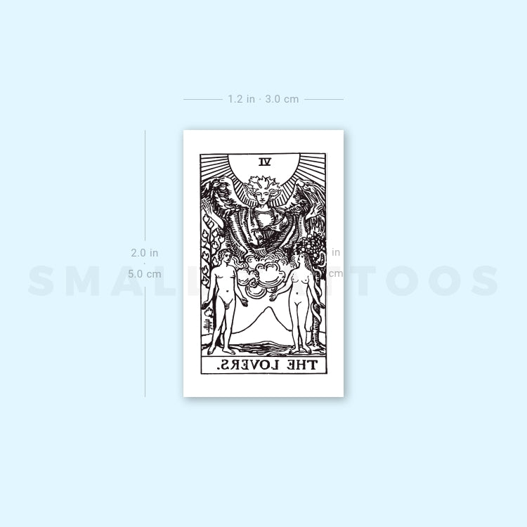 Tatuaje temporal pequeño de la carta del Tarot de los Enamorados (juego de 3)