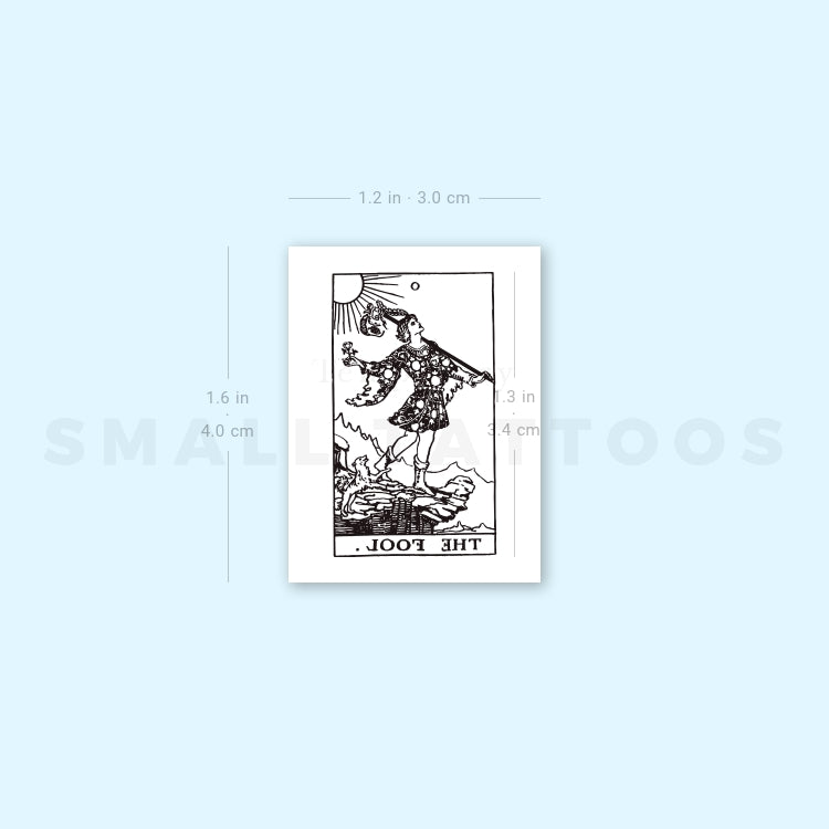 Tatuaje temporal pequeño de la carta del Tarot El Loco (juego de 3)