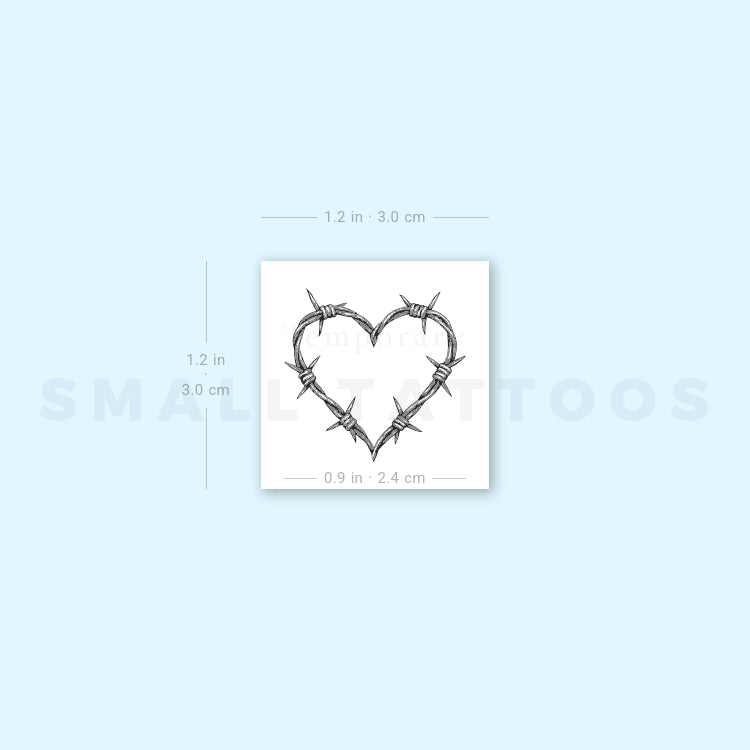 Heart Shaped Barbed Wire Temporary Tattoo (Set of 3)