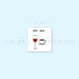 Small AM Coffee PM Wine Temporary Tattoo (Set of 3)